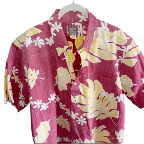 Reyn Spooner Commemorative Classic Red Shirt Yellow Flower XL Pullover Hawaiian - Picture 3 of 8